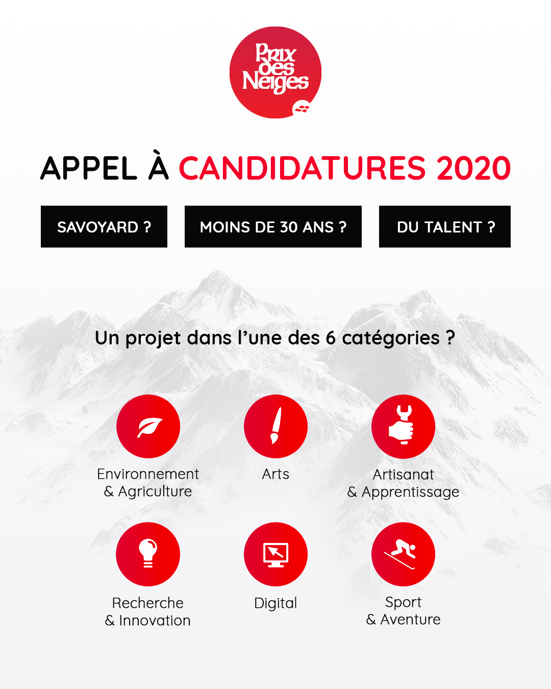 #candidatures : Candidatez au Prix des Neiges 2020 dans la catégorie Digital